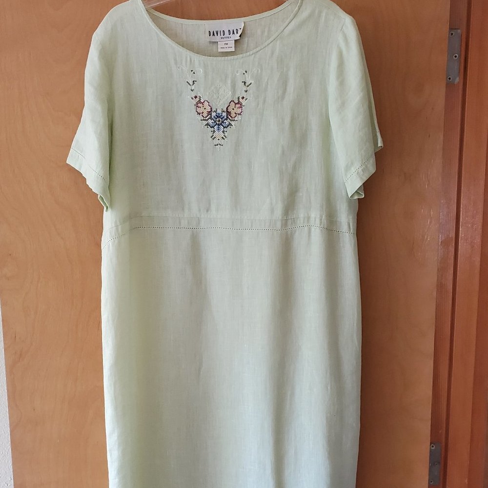 David Dart Embroidered Linen Maxi Dress Size PM